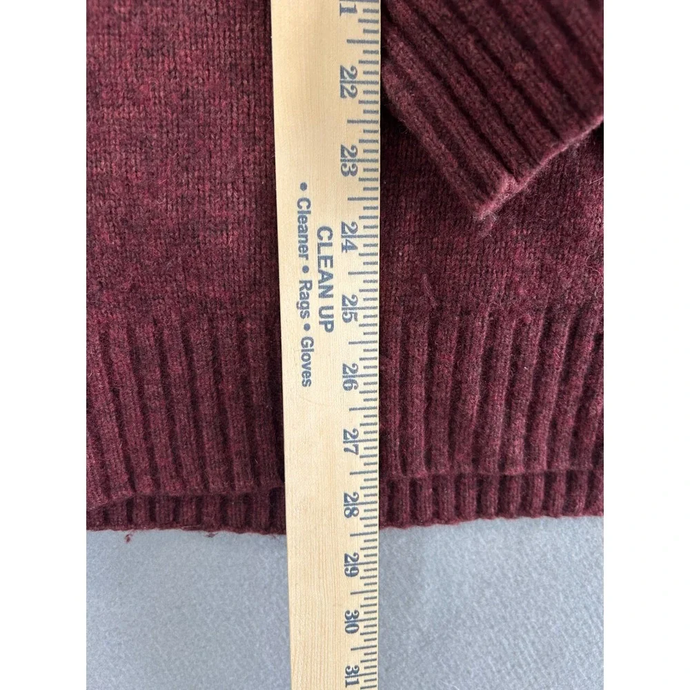 Carhartt Quarter Zip Sweater Mens Medium Burgundy Wool Blend Canvas Overlays
